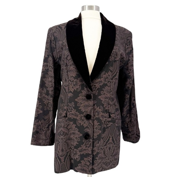 LUCIA LUKKEN Vintage Jacquard & Velvet Blazer L - Picture 1 of 8